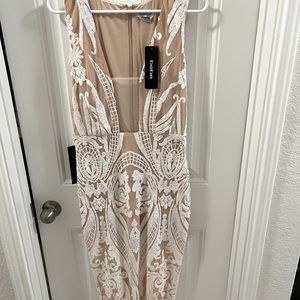 Bebe white mid length cocktail dress